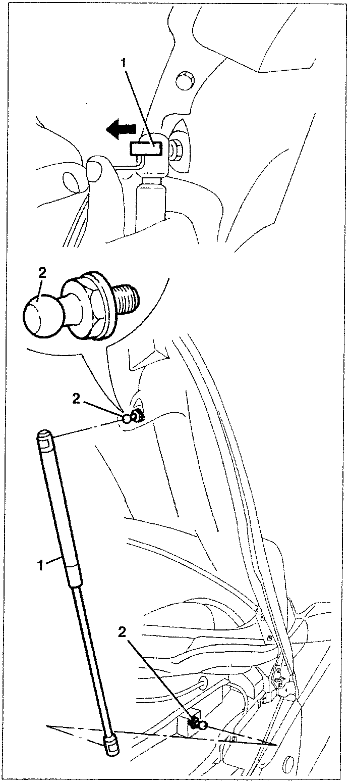 Telescopic prop with ball pins and arrows indicating removal direction