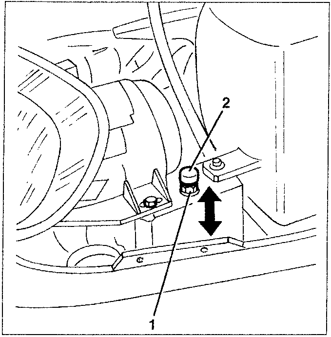 Pad with locking nut and arrows indicating vertical adjustment