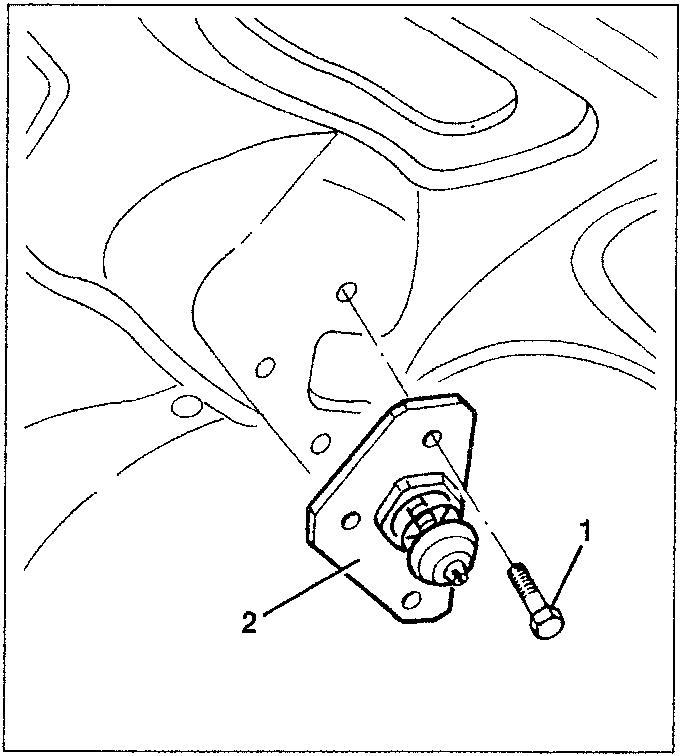 Bonnet closing device removal diagram showing a bracket with two pins and a screw.
