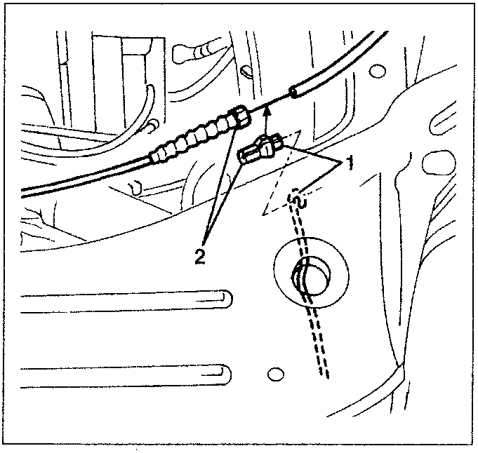 Diagram showing release of intermediate bush and bushing from cable