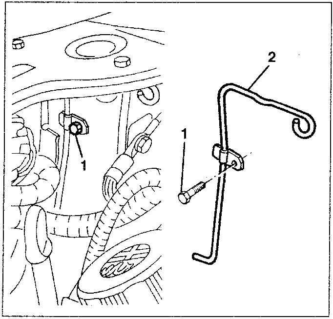 Diagram showing bonnet locking lever and screw