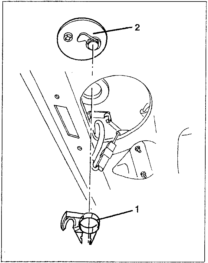 Diagram showing components 1 and 2 of the lock unit