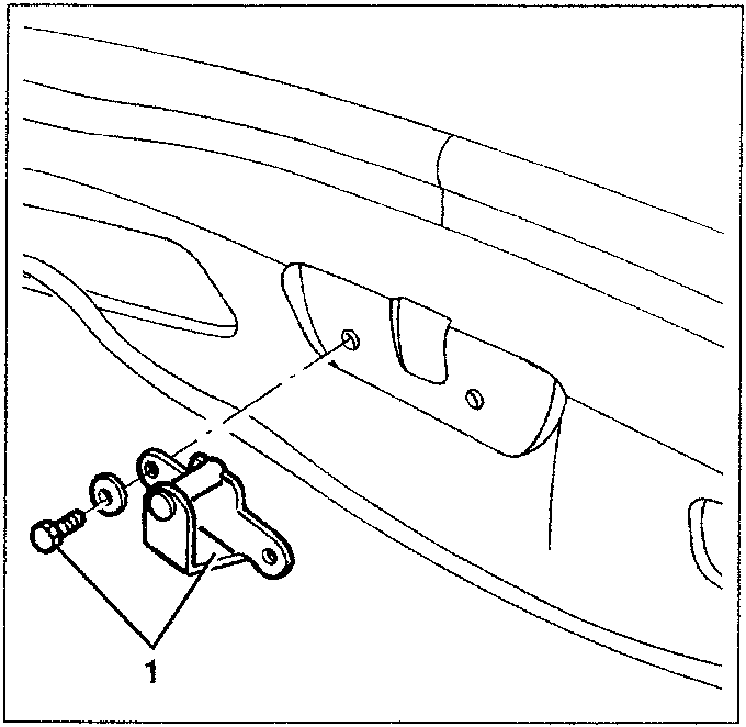 Diagram showing lock striker removal with part 1 indicated