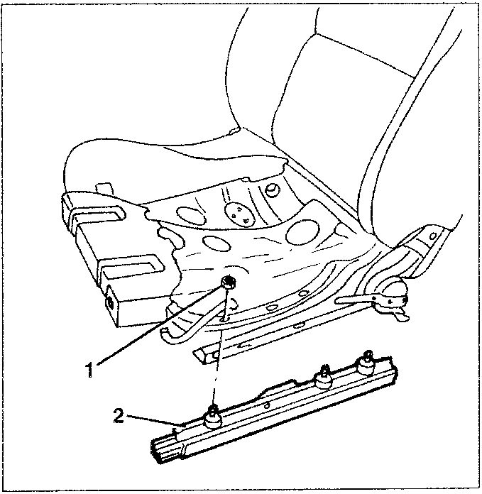 Diagram showing re-assembly of the seat guides and cushion padding.