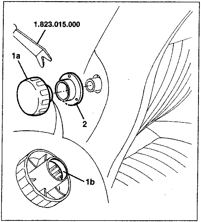 Diagram showing lumbar adjustment knob 1a and retaining ring 1b