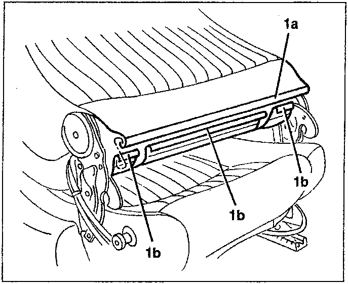 Diagram showing backrest centre cushion with retainers 1a and 1b