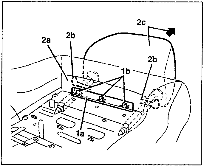 Diagram showing the dismantling of the head restraint by disconnecting the two retainer profiles for the head restraint cover.