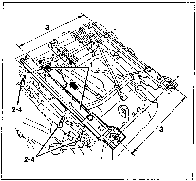 Diagram showing a seat sliding reduction unit with parts labeled 1, 2-4, and 3.