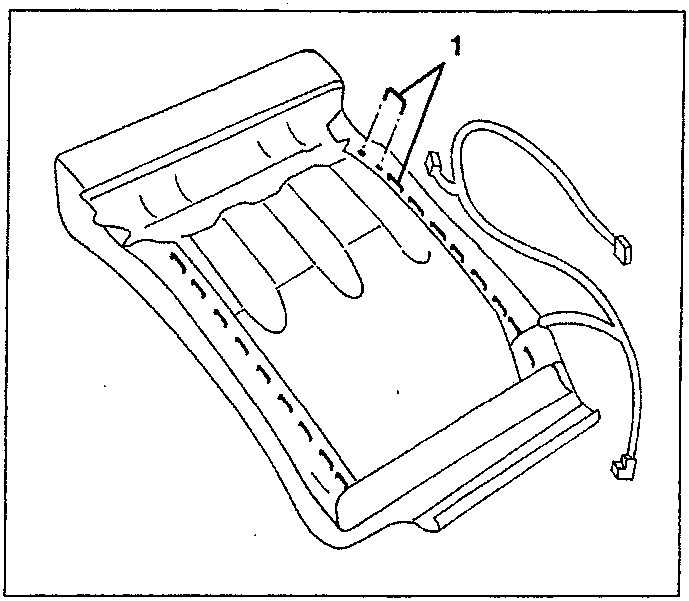 Diagram showing a folded cushion with retaining rings and rods