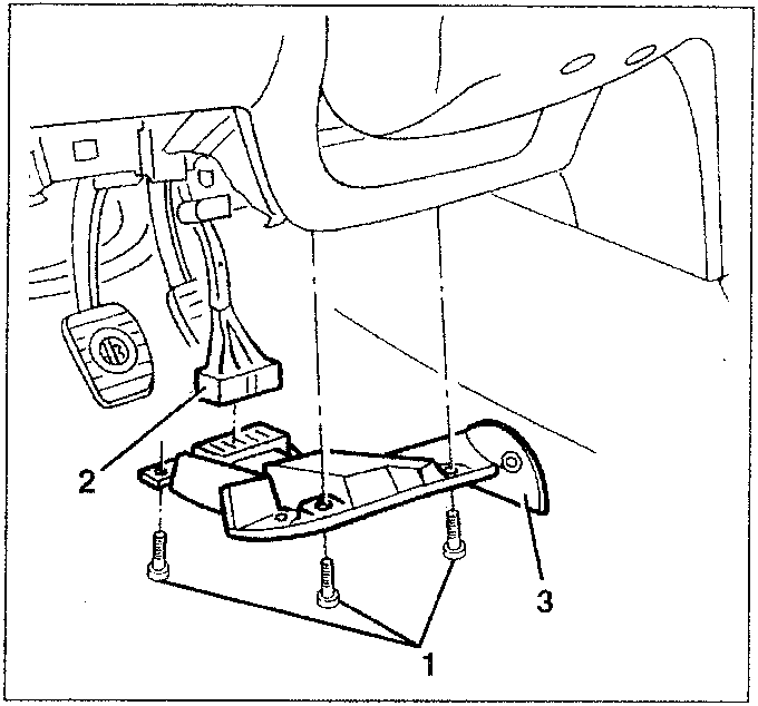 Dashboard lower cover with numbered parts 1, 2, 3