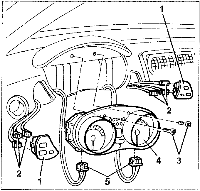 Instrument panel with numbered parts 1 to 5