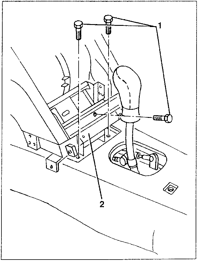Diagram showing the dashboard lower bracket with two screws labeled 1 and a mounting point labeled 2