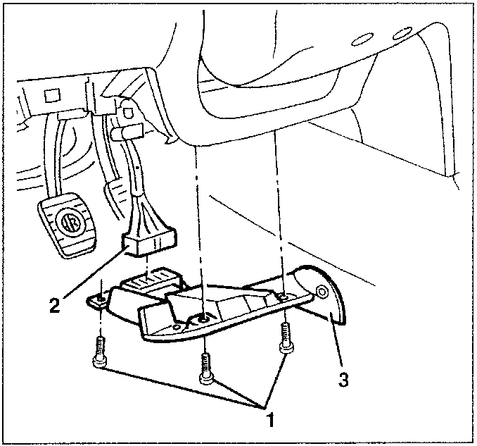 Dashboard guard with labeled parts 1, 2, 3