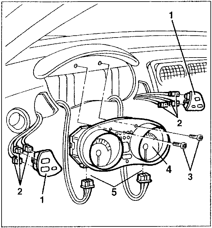 Instrument panel with labeled parts 1, 2, 3, 4, 5