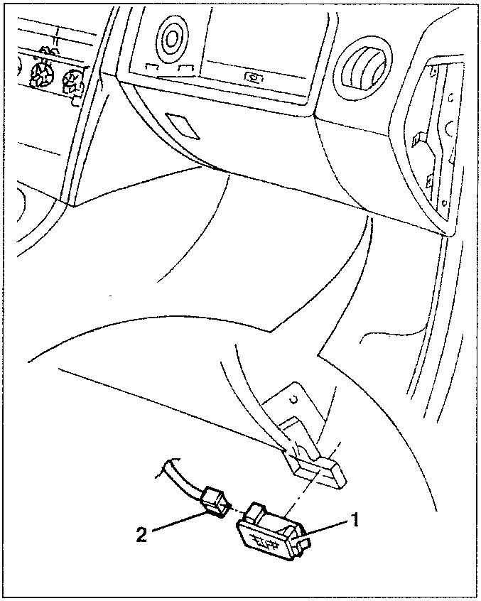 Diagram showing lower right-hand ceiling light and its electrical connection