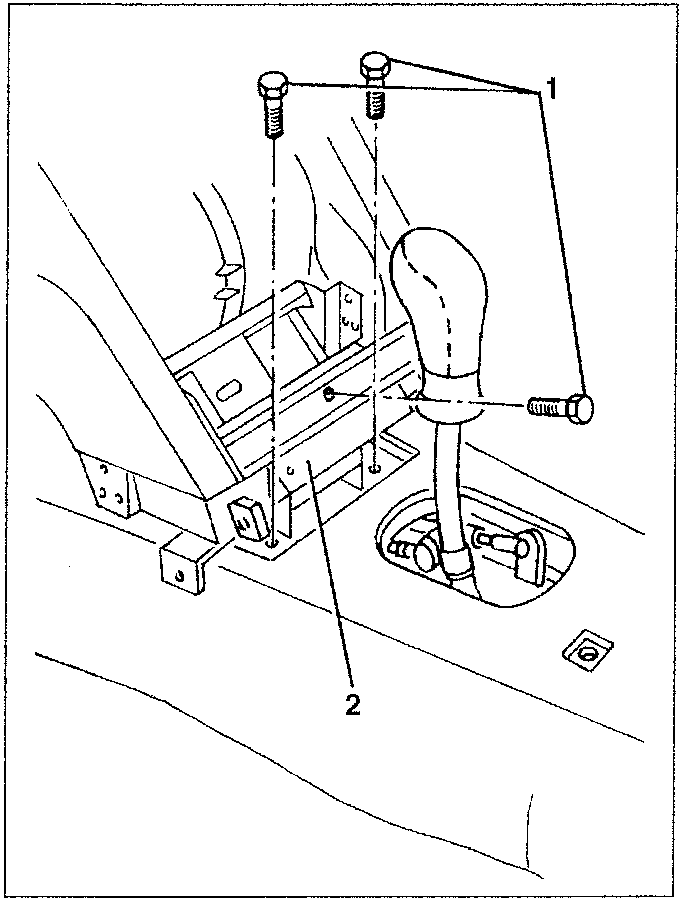 Diagram showing lower dashboard bracket with screws and gear lever