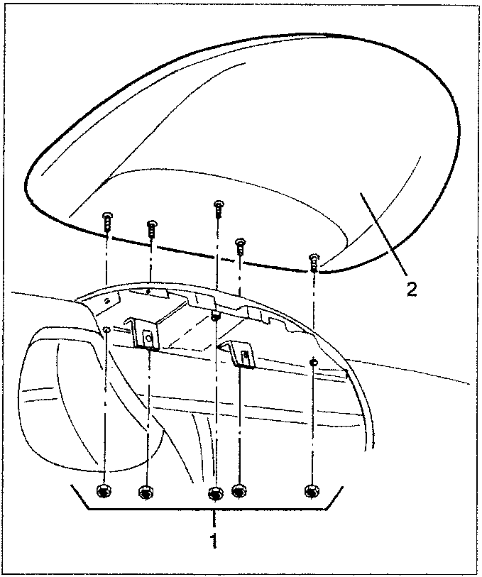 Diagram showing dashboard with screws and part 2.