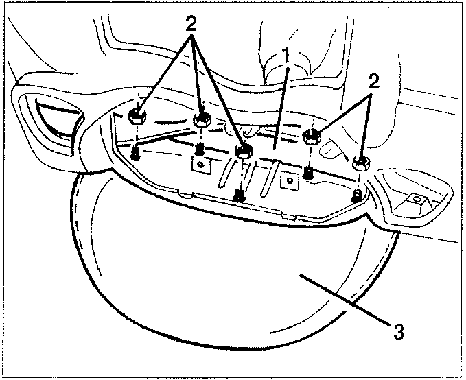 Diagram showing instrument cluster hood with numbered parts 1, 2, 3.