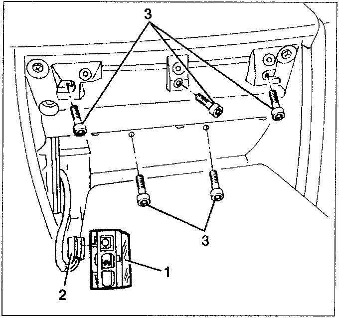 Upper glovebox with screws and lamp connection