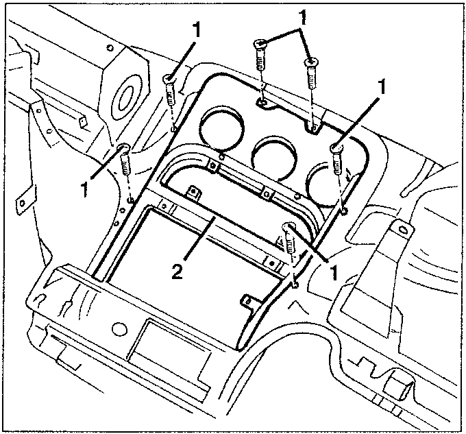 Central unit frame with screws and mounting points
