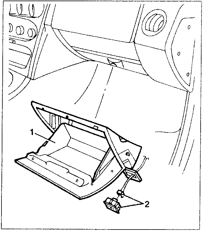 Glovebox being removed from the car interior