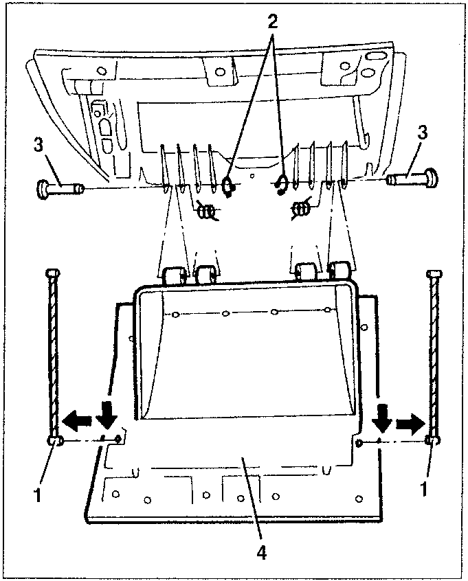 Diagram showing disassembly of glovebox lid with numbered parts