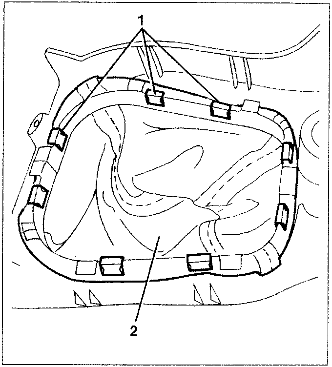 Diagram showing tunnel console with parts 1 and 2