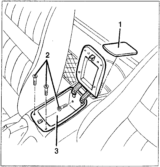 Diagram showing armrest assembly with parts 1, 2 and 3