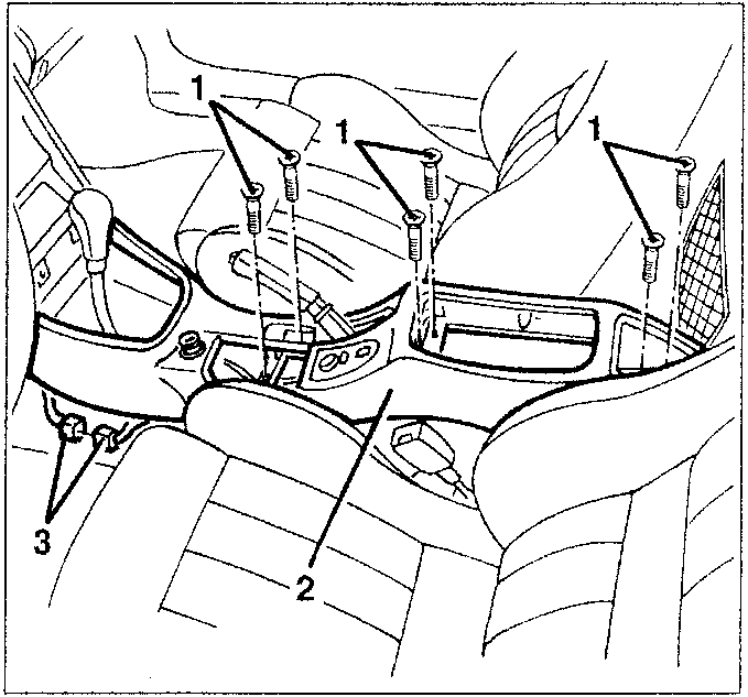 Diagram showing tunnel unit fastening screws and electrical connection