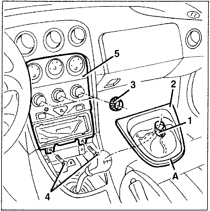 Interior view showing removal steps for sound system compartment