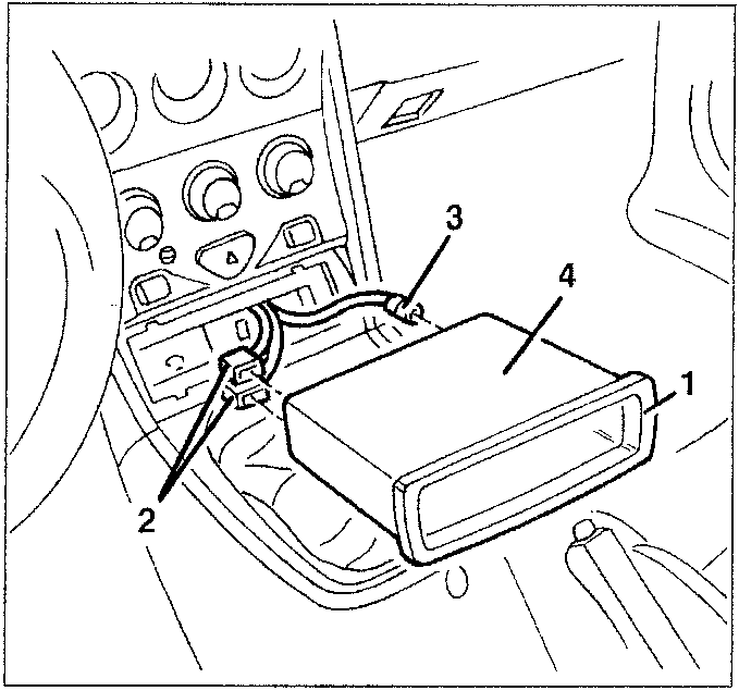 Diagram showing sound system compartment with electrical connections