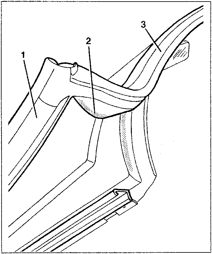 Diagram showing removal of seal from pillars and crossmember