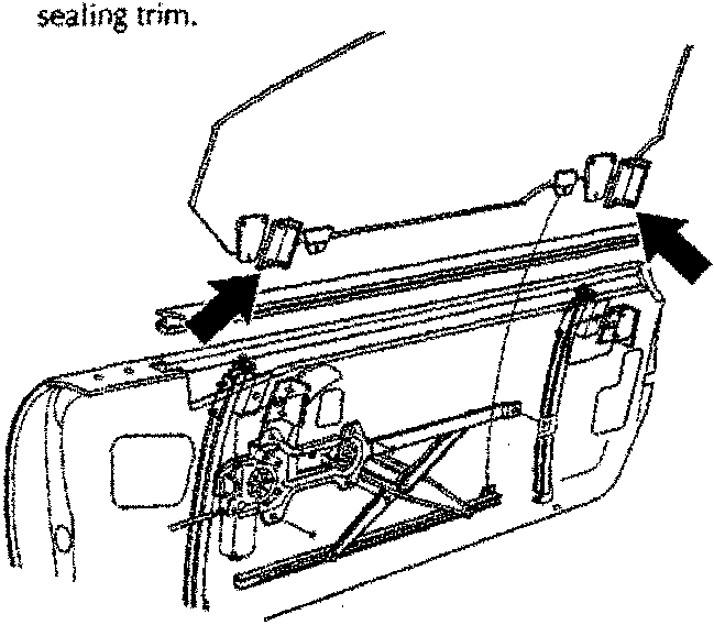 Window Securing Screws diagram showing screws on a car door window mechanism