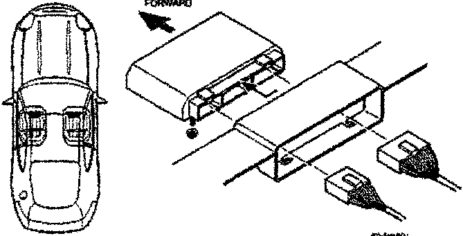 Control module connectors diagram showing vehicle with seat switches and wiring harnesses