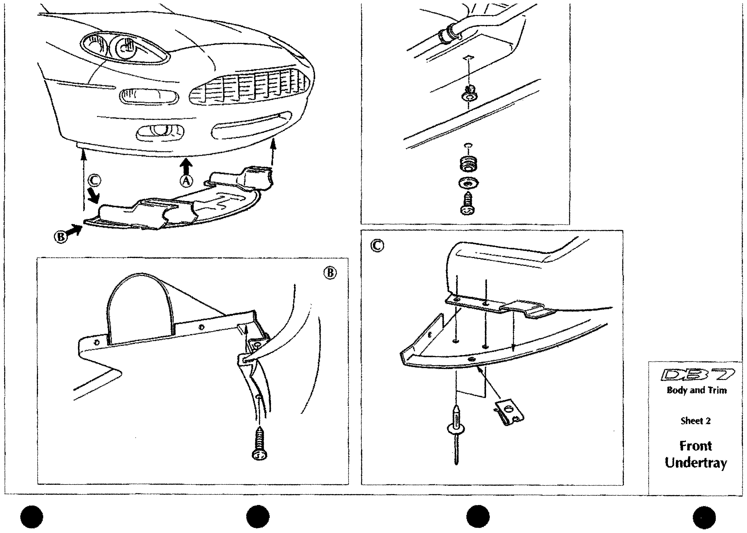 DB7 body and trim sheet 2: Front Undertray fixings