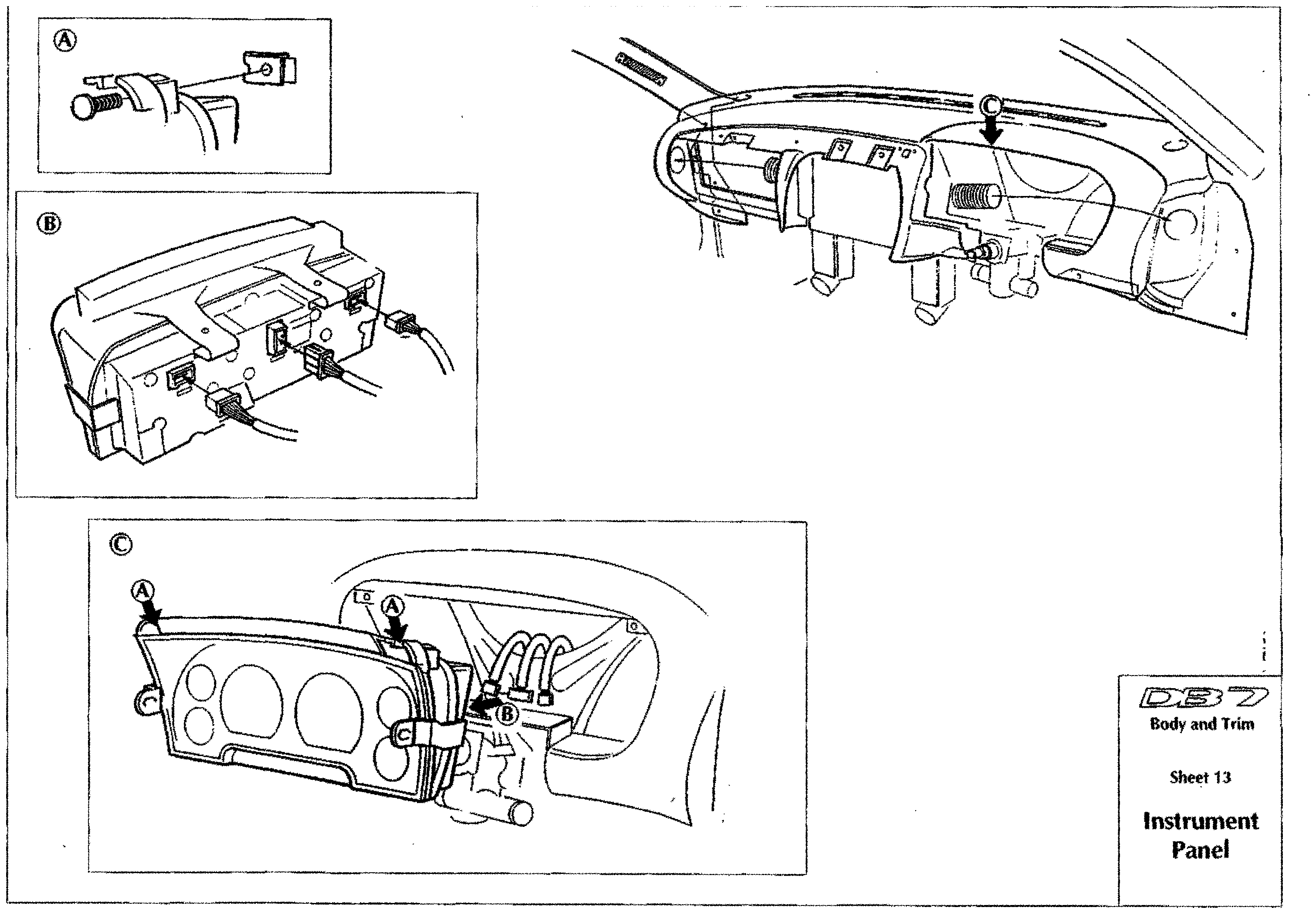 DB7 body and trim sheet 13: Instrument Panel fixings