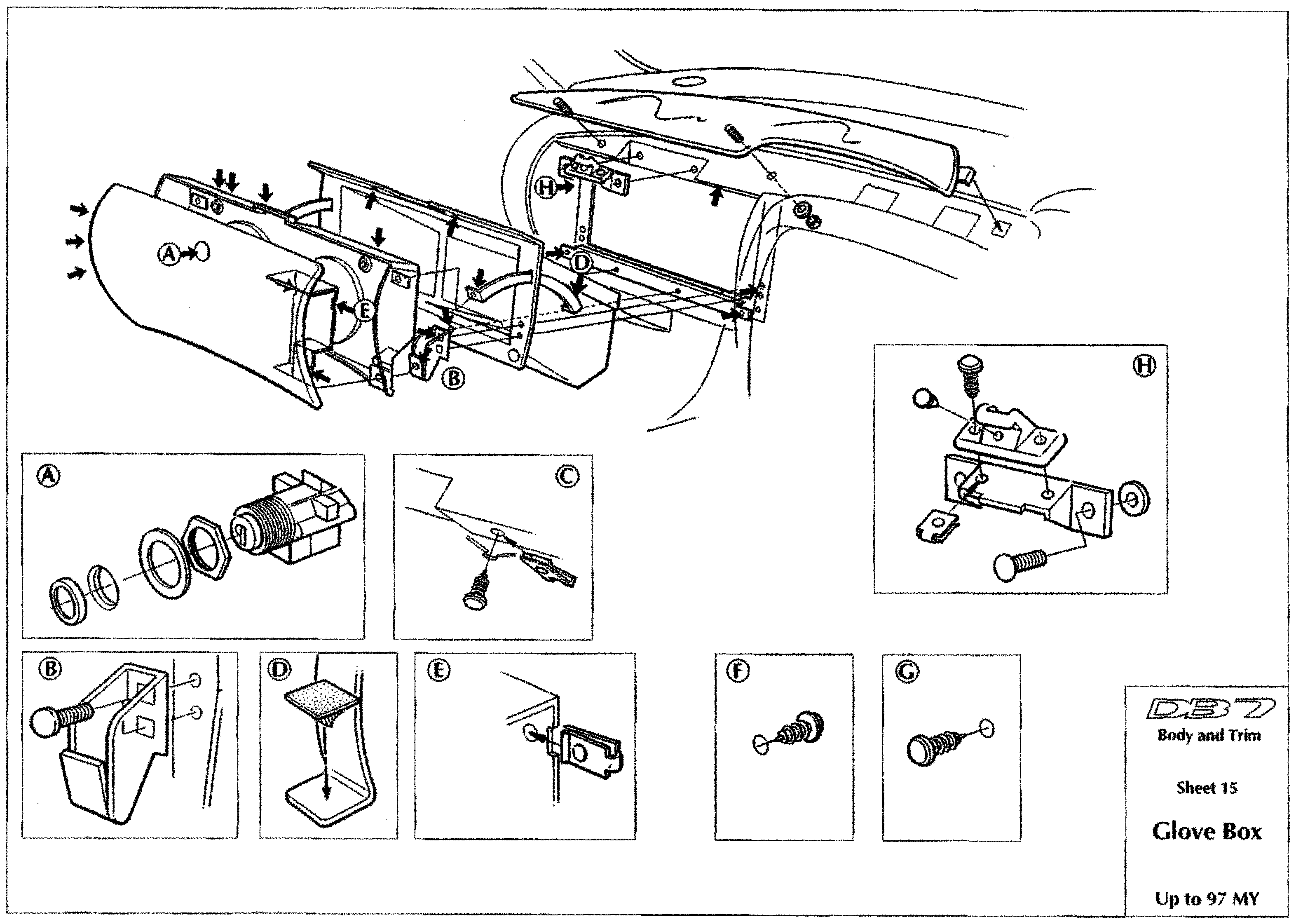 DB7 body and trim sheet 15: Glove Box fixings