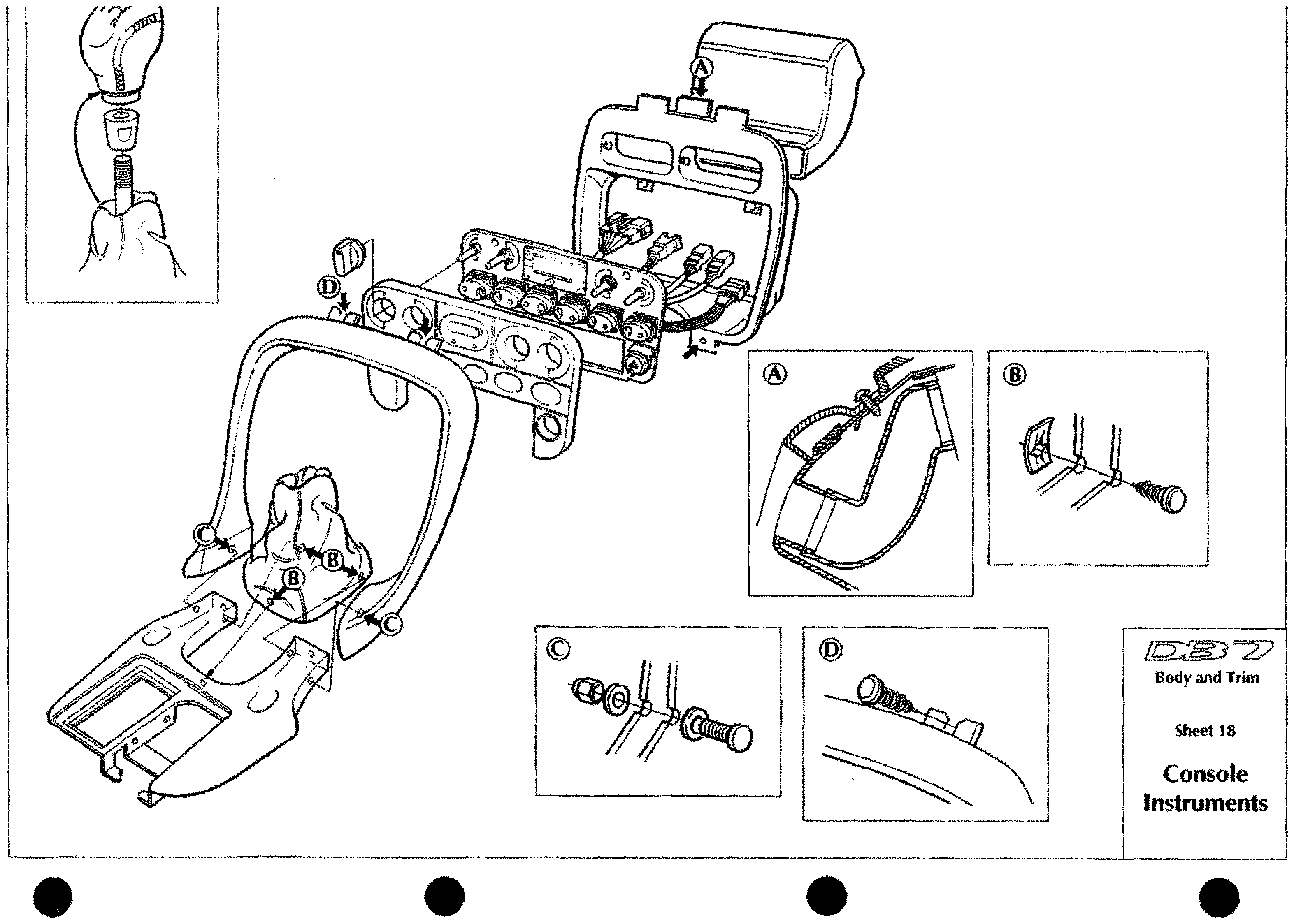 DB7 body and trim sheet 18: Console Instruments fixings