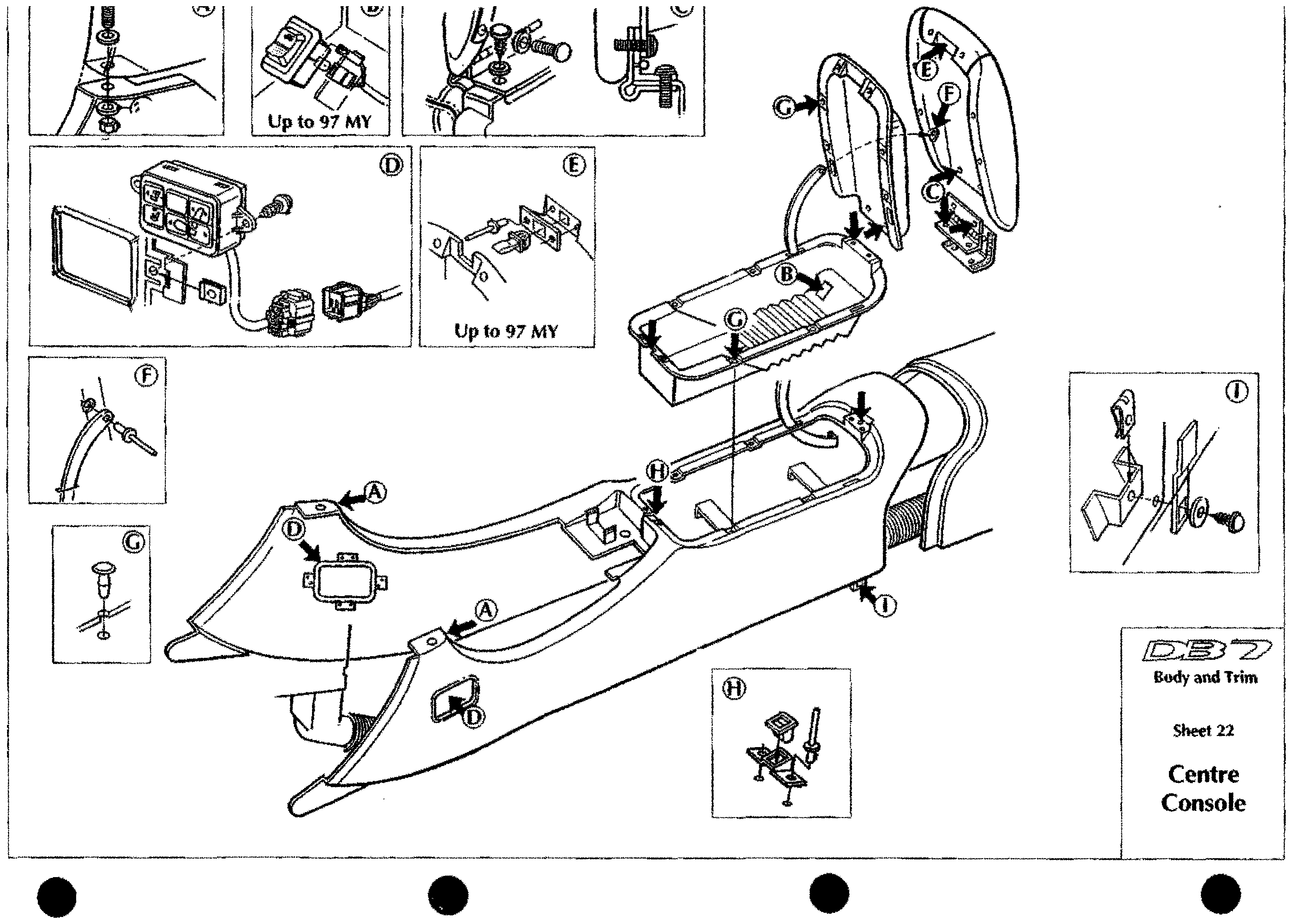 DB7 body and trim sheet 22: Centre Console fixings