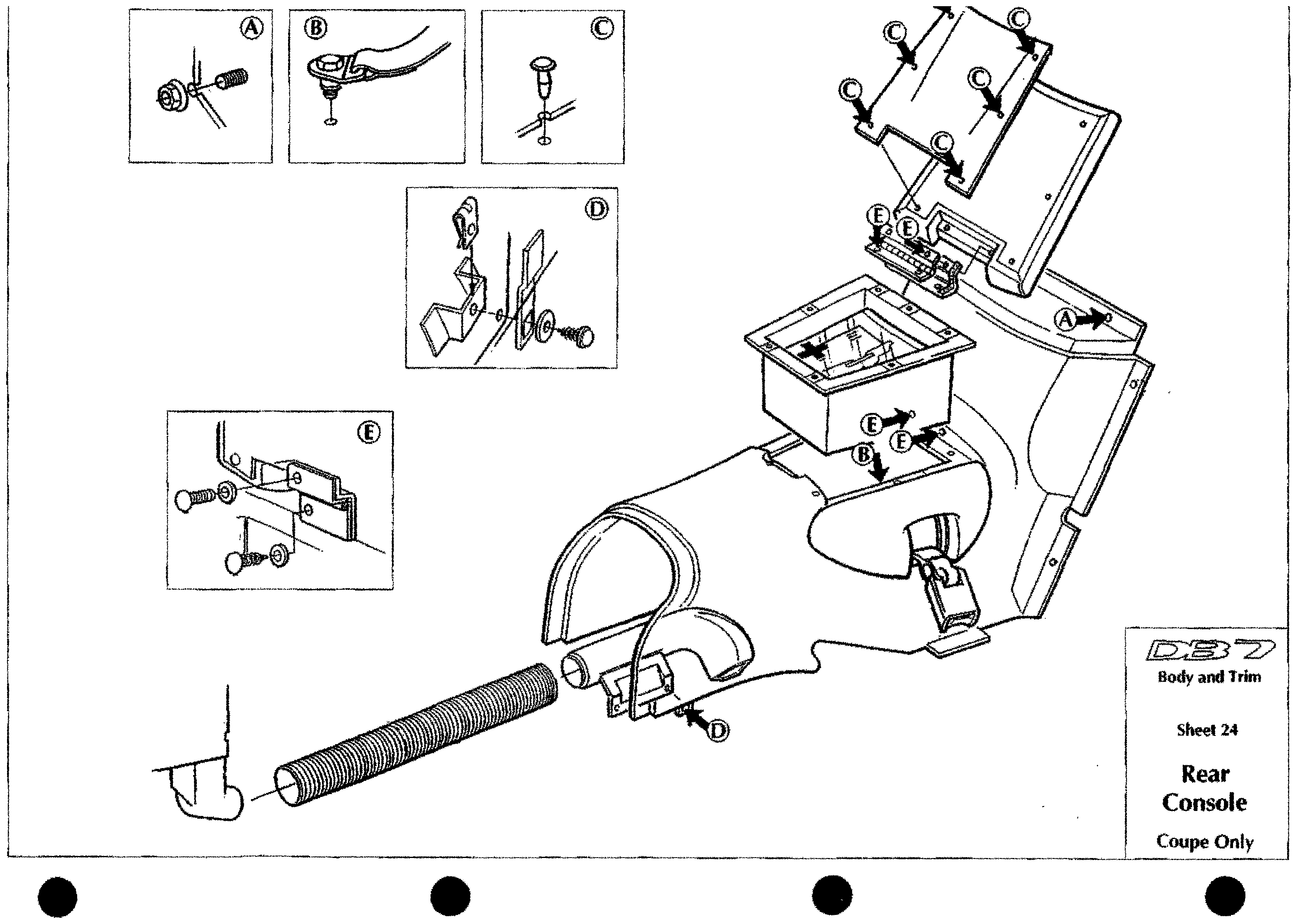 DB7 body and trim sheet 24: Rear Console fixings