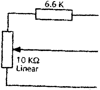 Circuit diagram showing 6.6 K resistor, 10 KΩ Linear potentiometer, GND, +5v, and Temperature Differential Signal output