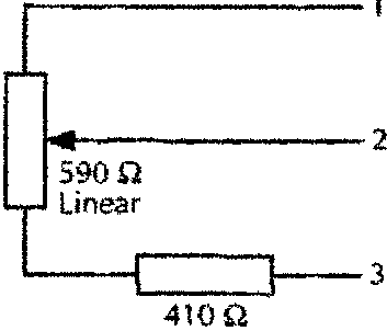 Circuit diagram showing 590 Ω Linear potentiometer, 410 Ω resistor, GND, and +5v connections with Temperature Demand Signal output