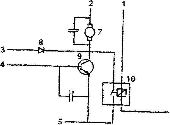 Schematic diagram of blower motor circuit with labeled components including output signal, power feed, blower feedback, blower output, control switch earth-ground, ECM earth-ground, blower motor, feedback diode, power transistor, and high speed relay.
