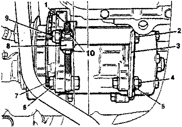 Compressor mounting and adjustment components diagram