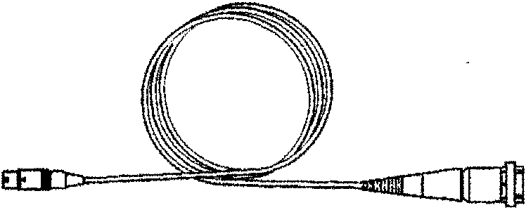 Coiled cable with one connector labeled 3130-0756-00 Transmission Test Cable