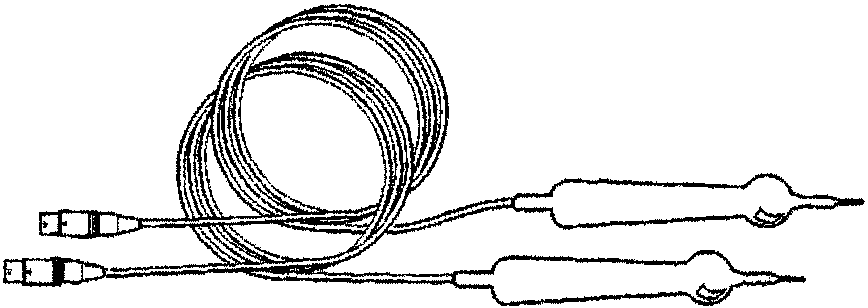 Coiled cable with two probes labeled 3130-022-01 Red Probe and 3130-023-01 Black Probe