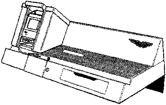 Base station with PDU in carrying case, showing normal position on left side.