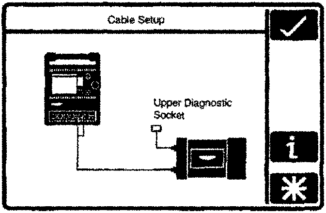 Cable Setup screen showing connection to Upper Diagnostic Socket