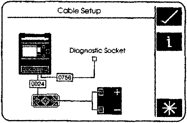 Cable Setup diagram showing Diagnostic Socket, 0756 connector, and 0024 connector