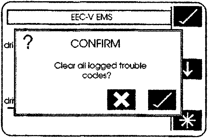 Confirmation screen for clearing all logged trouble codes